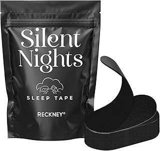 RECKNEY Mouth Plasters Against Snoring, Hypoallergenic, Breathable Mouth Band for Men and Women, Snoring Aid, Soft Fabric and Latex-Free (30 Strips, Black)