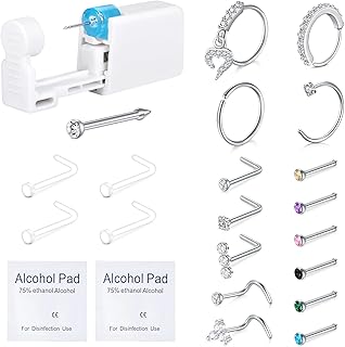 QWALIT Ear Piercing Kit Gold Ear Piercing Gun Kit Self Piercing Earrings Piercing Kit Silver Disposable Earring Gun Piercing Kit with Earring Studs Self Ear Piercing Kit at Home FlatBack Earring Studs