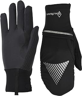 TrailHeads Women's Touchscreen Convertible Running Gloves with Reflective Waterproof Mitten Shell