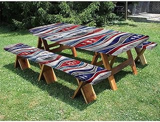 Rustic Picnic Table Cover with Bench Covers, 3 Piece Fitted Table Cover, for outdoor, park, terrace, 28 x 72 Inch