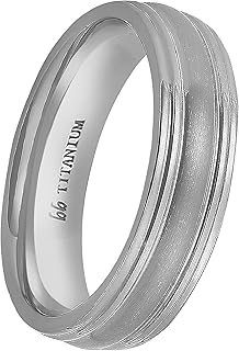 Boston Bay Diamonds Silver Titanium Unisex Comfort Fit Mens Wedding Band or Fashion Ring - 6mm & 7mm -Choice of Style