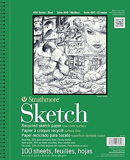 دفتر لوحات رسم معاد تدويرها من السلسلة 400 من ستراثمور، 3.5 انش × 5 انش، دفتر سلكي، 100 ورقة