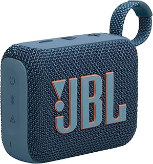 JBL مكبر صوت بلوتوث جو 4 محمول للغاية ومقاوم للماء والغبار احترافي كبير مع جهوري قوي بطارية مدمجة لمدة 7 ساعات مصنوع جزئيا من مواد معاد تدويرها ازرق