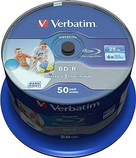 فيرباتيم 43812 25GB 6X BD-R SL داتالايف النافثة للحبر قابلة للطباعة - 50 حزمة عمود دوران