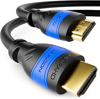 كيبل HDMI بطول 7.5 متر (25 قدم) 2.0a/b - عالي السرعة مع ايثرنت - UHD 2160p 4K @60Hz 4:4:4 HDR HDCP 2.2 ARC CEC ايثرنت 18Gbps ثلاثي الابعاد FHD 1080p دولبي - اسود