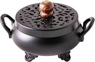 NKlaus Mystical Incense Pan Iron Black with Lid 10 x 11 cm Incense Burner 15753