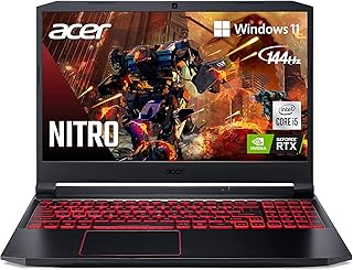 ايسر لابتوب العاب نيترو 5 بشاشة FHD IPS 15.6 انش 144Hz ومعالج انتل كور i5-10300H وذاكرة RAM DDR4 8GB وSSD NVMe 256GB وبطاقة رسومات انفيديا جيفورس RTX 3050 وكيبورد كويرتي باضاءة خلفية وويندوز 11 هوم