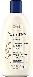 غسول الجسم الكريمي المرطب المهدئ من Aveeno Baby مع دقيق الشوفان الطبيعي للبشرة الجافة والحساسة لا يسبب الحساسية العطور تركيبة خالية البارابين والدموع 8 أونصة سائلة افينو بيبي