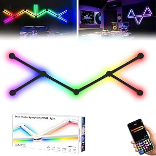 مصباح حائط LED RGB من يايوتي®، قضيب إضاءة للألعاب يمكنك تركيبه بنفسك، شريط إضاءة LED قابل للتعتيم لديكور المنزل مع اكثر من 16 مليون لون و44 وضع لمحبي البث التلفزيوني وغرفة النوم (6 قطع، أسود)