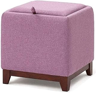 Footstool Foot Stool Dressing Table Footrest Storage Stool,Fashion Solid Wood Living Room Coffee Table Stool Change Shoes Stool Home Fabric Sofa Stool 40×40×38cm,Purple