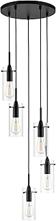 Linea di Liara Effimero 5-Light Cluster Pendant Lights Stairwell Lighting Large Chandelier Black Modern Chandelier Light Fixture Foyer Chandeliers Entryway High Ceiling Staircase Lights