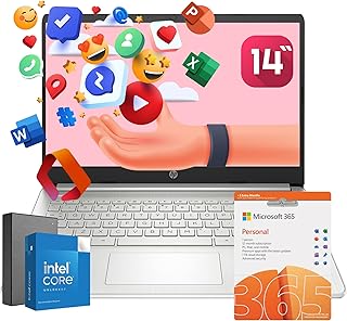 HP احدث لابتوب اسنشيال 14 للاستخدام اليومي مع مايكروسوفت 365 مجاني يعمل بالذكاء الاصطناعي، ذاكرة RAM 16GB، تخزين 640GB (512GB PCIe SSD ومحرك خارجي P-100 128GB)، معالج انتل رباعي النواة، شاشة HD 14