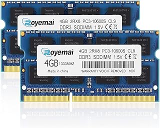 دي ديوماكي PC3-10600 DDR3 1333 8GB (2x4GB) RAM PC3 10600S 1333MHZ 2Rx8 204-pin 1.5v 4GB ترقية الذاكرة للابتوب