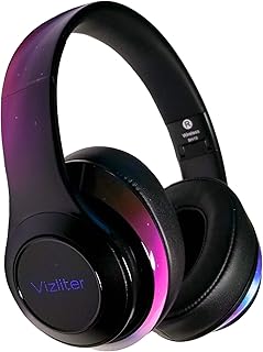 Vizliter Bluetooth Headphones ، TWS Deep Bass Wireless Headphones 5.0 مع ميكروفون مدمج Soft Earmuffs LED Lights ، الهواتف الذكية ، الكمبيوتر الشخصي ، التلفزيون ، السفر ، التمارين الرياضية ، الألعاب ،