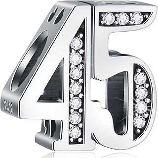 CRISNATA 5,10 to 50,52,55,56,60,65,70,75,80 Birthday Charms fit European Anniversary Bracelets, 925 Sterling Silver Number Charms with Clear CZ Stones, Gifts for Family/Lover/Friends