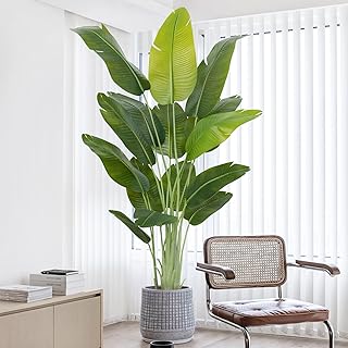 Lifelike Bird of Paradise Artificial Plant,6.6ft Faux Banana Leaf Tree with 15 Trunks - Perfect Indoor Silk Floor Plant for Home Decor in Living Room, Office, and Bedroom