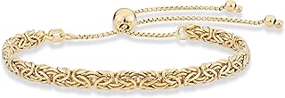 Miabella Italian 925 Sterling Silver 4mm Byzantine Adjustable Bolo Link Chain Bracelet for Women Handmade in Italy