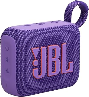 JBL مكبر صوت بلوتوث جو 4 محمول للغاية ومقاوم للماء والغبار احترافي كبير مع جهوري قوي بطارية مدمجة لمدة 7 ساعات مصنوع جزئيا من مواد معاد تدويرها ارجواني