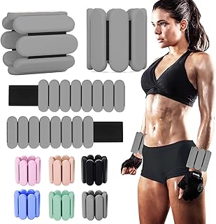 YOVKOK Adjustable Ankle Weights for Women Men,Wrist Weights set for Walking Running,1 Pair (1Lbs Each) Silicone Workout Weights for gym fitness, Jogging,yoga,pilates,strength training,physical therapy