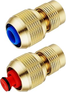 ChiuLau 3/4" Solid Brass Hose End Quick Connector and Connector with Shut Off, Garden Hose Quick Connector, Duty Heavy Brass Hose Connector Adapter Stop The Water Easily-2 Pack