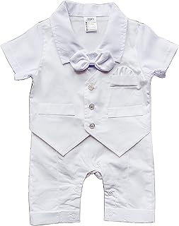 White Baby Boy Christening Baptism Wedding Blessing Suit Outfit