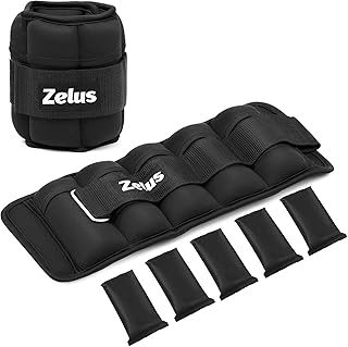 ZELUS 1 Pair Adjustable Ankle Weights, 2 4 6 8 10 lb Modularized Leg Weight Straps for Women Men, Weighted Ankle Weight Set with Removable Sandbags, 1-5 lb per Ankle Strap for Gym Yoga Jogging Walking