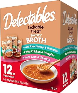 Delectables Savory Broths Lickable Wet Cat Treat Variety Pack, 12 Pack