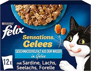 FELIX Sensations Jelly Cat Food Wet in Jelly, Fish Variety Mix, Pack of 6 (6 x 12 Bags of 85 g)