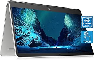 HP لابتوب كروم بوك x360 14 معالج انتل سيليرون 4GB RAM 32GB eMMC انش HD 1366×768 نظام تشغيل كاميرا ويب وميكروفون مزدوج للعمل والبث المدرسي عمر بطارية طويل 14a-ca0050nr 2021