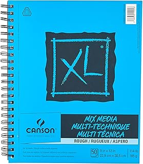 دفتر مناسب لوسائل الرسم المتنوعة من كانسون مجموعة XL بملمس خشن، 50 ورقة - 23 سم × 30 سم - ورق فني ثقيل الوزن للالوان المائية والغواش واقلام التحديد والتلوين والرسم والنسخ الأولية