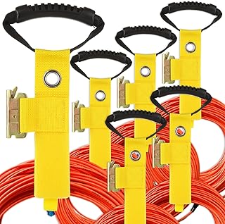 AKOLAFE 6 Pack Extension Cord Organizer Yellow E Track Accessories 16” Etrack Extension Cord Strap Holder Heavy Duty Air Hose Straps Storage Straps Rope, Cable, Cord Hanger for Wall E-Track Management