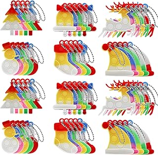 60 قطعة من العاب فيدجيت ميني بوب ات للكريسماس، لعبة فيدجيت صغيرة من السيليكون، سلسلة مفاتيح لتخفيف التوتر والقلق، لعبة فيدجيت