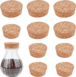 NICENEEDED 10 PCS Large Wooden Tapered Cork Plugs, 2 Sizes Bottle Stoppers Bottle Cork Lids, Flat Head Bung Wooden Replacement Stopper for Glass Bottles Canning Jars and Pottery