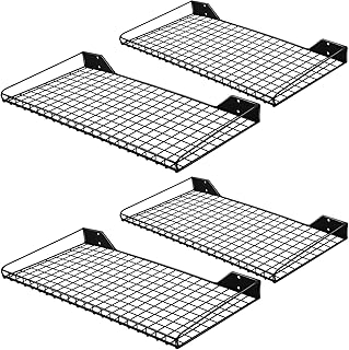 سوزدل 4 قطع من رفوف حائط المرآب 23.6 انش × 11.8 انش، رفوف سلكية معدنية تثبت على الحائط شديدة التحمل رف تخزين شبكي للغرفة والمكتب والمراب وخزانة الغسيل والقبو والمطبخ، اسود