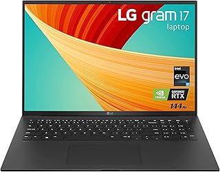 LG لابتوب جرام خفيف الوزن 17 انش، انتل كور i7 ايفو الجيل 13، ويندوز 11 هوم، انفيديا RTX3050 وحدة معالجة رسومات جرافيكية 4GB، ذاكرة RAM 32GB، SSD 2TB، اسود