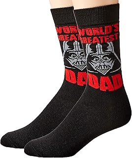 Hyp Star Wars Darth Vader World's Greatest Dad Men's Crew Socks Size 6-12 Black