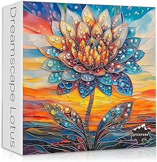 PICKFORU Lotus Flower Puzzles for Adults 1000 Pieces,Vintage Floral Puzzles Art,Beautiful Flower Plant Puzzles Pretty,Colorful Nature Challenging Jigsaw Puzzles