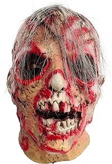 Scary Walking Dead Zombie Head Mask, Creepy Halloween Costume Horror Bloody Adult Halloween Decoration Props