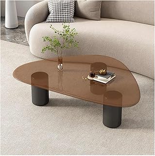 Home Decoration Coffee Table，Slate Top Center Table，Simple Living Room Coffee Table，Center Table with Tempered Glass Tabletop & Iron Storage Shelf，Suitable For Living Room Terrace Office.(D 83*57cm/32