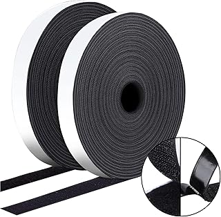 FINEASY Belcro Double-Sided Adhesive 8 m x 20 mm, Extra Strong Self Adhesive Tape Hook and Loop, Reusable Width Nylon for Home DIY Office (Black)