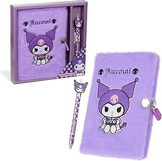 Hello Kitty Kuromi A5 Lockable Diary and Pen, Stationery Set - Gifts for Her (Purple)