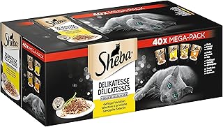 Sheba Delikatesse Cat Food in Jelly, 40 Portion Bags, 40 x 85 g - Wet Cat Food, Fine Poultry Variation with Duck, Chicken, Poultry and Turkey