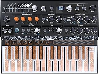 ارتوريا - كيبورد ميكروفريك سينثيزيزر - 25 مفتاح تركيب هجين مع لوحة مفاتيح PCB ومذبذبات رقمية قابلة للامواج وفلاتر انالوج