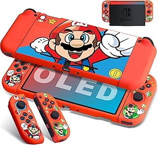 Xcitifun Protective Case Compatible with Nintendo Switch OLED TPU Cases for Girls Boys Kids Cartoon Cute Kawaii 2021 Protect Shell Designed for Nintendo Cover - Red Fist