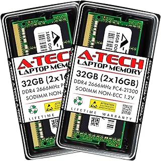 ايه-تيك 32GB (2x16GB) DDR4 2666MHz SODIMM PC4-21300 Non-ECC CL19 1.2 فولت 260 دبوس SO-DIMM لابتوب نوت بوك ذاكرة RAM مجموعة ترقية