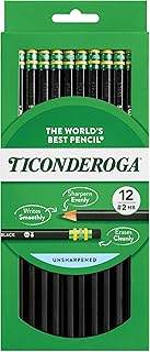 تيكونديروجا اقلام رصاص، جرافيت مغطى بالخشب، 2 اتش بي ناعم، اسود، عبوة واحدة من 12 قطعة (13953)