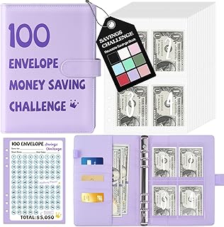 Fabmaker 100 Envelopes Money Saving Book with 100 Envelopes and Tracker, Save 12.827.0 cm Fun and Motivational Way, A5 Envelope Challenge Book Set