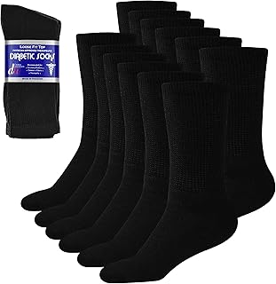 Debra Weitzner Diabetic Ankle Crew Socks Mens Womens Non-Binding Socks Loose Fit 12 Pairs