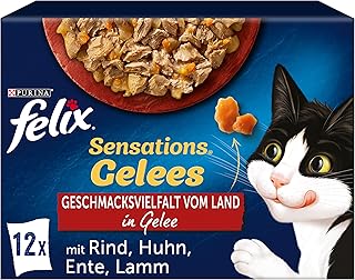 FELIX Sensations Jelly Cat Food Wet in Jelly, Variety Mix, Pack of 6 (6 x 12 Bags of 85 g)