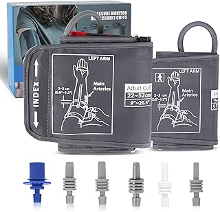 اساور اكمام بديلة لضغط الدم بالحجم الكامل - 5.9-9.5 و9-21 انش، تناسب الاذرع الكبيرة والمتوسطة والمتوسطة والكبيرة وXL والكبيرة جدا، 6 مقاسات من الموصلات متوافقة مع اومرون او العلامات التجارية الاخرى